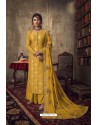Yellow Designer Party Wear Pure Viscose Jacquard Palazzo Salwar Suit