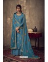 Blue Designer Party Wear Pure Viscose Jacquard Palazzo Salwar Suit