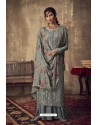 Grey Designer Party Wear Pure Viscose Jacquard Palazzo Salwar Suit