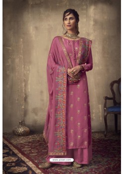 Old Rose Designer Party Wear Pure Viscose Jacquard Palazzo Salwar Suit