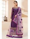 Purple Heavy Designer Festive Wear Georgette Sharara Suit