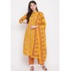 Mustard Casual Wear Cotton Straight Salwar Suit