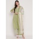 Green Casual Wear Cotton Straight Salwar Suit