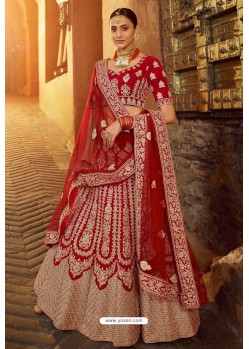 Red Heavy Embroidered Designer Bridal Lehenga Choli
