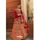 Fabulous Red Heavy Embroidered Designer Bridal Lehenga Choli