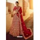 Astonishing Red Heavy Embroidered Designer Bridal Lehenga Choli