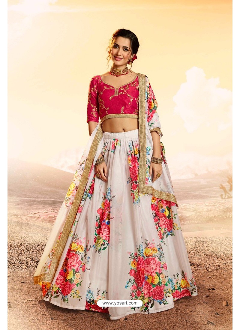 Buy Off White Heavy Embroidered Designer Party Wear Lehenga ...