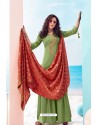 Green Party Wear Designer Pure Viscose Maslin Palazzo Suit
