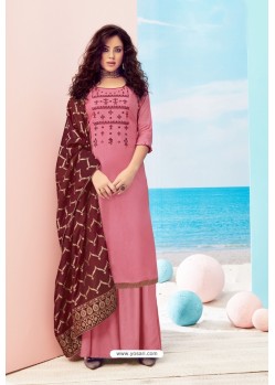 Hot Pink Party Wear Designer Pure Viscose Maslin Palazzo Suit