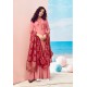 Light Red Party Wear Designer Pure Viscose Maslin Palazzo Suit