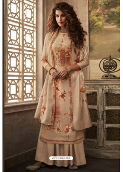 Light Beige Designer Casual Wear Pashmina Palazzo Salwar Suit