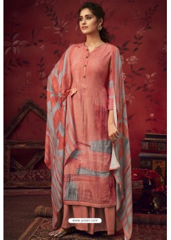 Peach Latest Casual Wear Pashmina Palazzo Salwar Suit