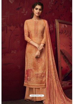 Orange Latest Casual Wear Pashmina Palazzo Salwar Suit