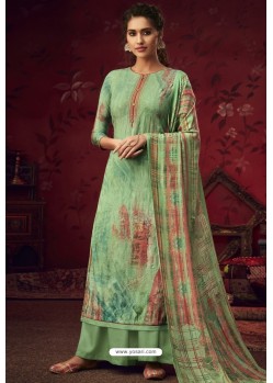 Jade Green Latest Casual Wear Pashmina Palazzo Salwar Suit