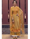 Mustard Designer Casual Wear Pure Cotton Jam Sartin Palazzo Salwar Suit