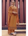 Orange Designer Casual Wear Pure Cotton Jam Sartin Palazzo Salwar Suit