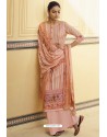 Light Orange Designer Casual Wear Pashmina Palazzo Salwar Suit