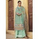 Aqua Mint Designer Casual Wear Pashmina Palazzo Salwar Suit