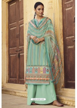 Aqua Mint Designer Casual Wear Pashmina Palazzo Salwar Suit