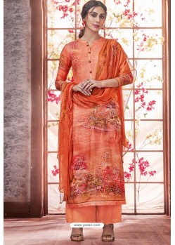 Orange Designer Casual Wear Pashmina Palazzo Salwar Suit