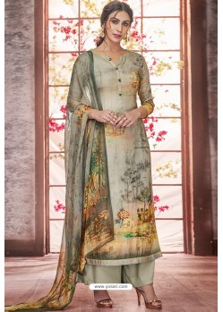 Olive Green Designer Casual Wear Pashmina Palazzo Salwar Suit