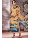 Mustard Designer Casual Wear Pashmina Palazzo Salwar Suit