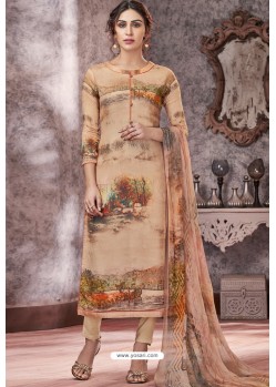 Beige Designer Casual Wear Pashmina Palazzo Salwar Suit