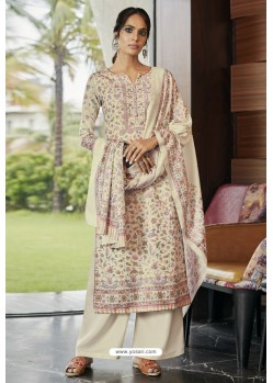 Off White Designer Casual Wear Pashmina Palazzo Salwar Suit