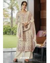 Off White Designer Casual Wear Pashmina Palazzo Salwar Suit