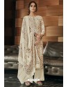 Printed Off White Designer Casual Wear Pashmina Palazzo Salwar Suit