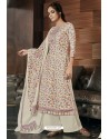 Elegant Off White Designer Casual Wear Pashmina Palazzo Salwar Suit