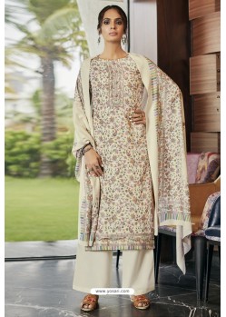 Off White Designer Casual Wear Pashmina Palazzo Salwar Suit