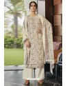 Off White Designer Casual Wear Pashmina Palazzo Salwar Suit