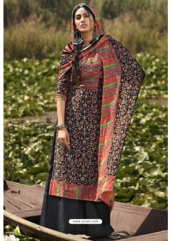 Black Designer Casual Wear Pashmina Palazzo Salwar Suit