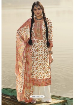 Off White Designer Casual Wear Pashmina Palazzo Salwar Suit