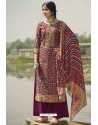 Deep Wine Designer Casual Wear Pashmina Palazzo Salwar Suit