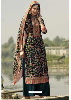 Dark Green Designer Casual Wear Pashmina Palazzo Salwar Suit