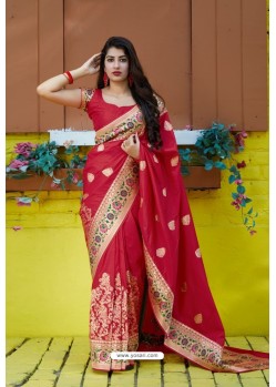 Red Designer Soft Silk Classic Wear Soft Silk Sari