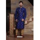 Royal Blue Readymade Slub Silk Designer Kurta Pajama For Men