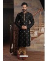 Black Readymade Slub Silk Designer Kurta Pajama For Men