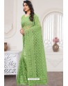Green Party Wear Designer Embroidered Sari
