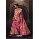 Peach Heavy Embroidered Classic Designer Banarasi Silk Sari
