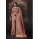 Light Red Heavy Embroidered Classic Designer Banarasi Silk Sari