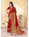 Sizzling Red Latest Designer Banarasi Silk Wedding Sari