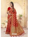 Dashing Red Latest Designer Banarasi Silk Wedding Sari