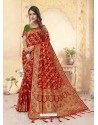 Red Latest Designer Banarasi Silk Wedding Sari
