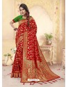 Classy Red Latest Designer Banarasi Silk Wedding Sari