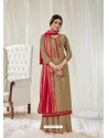 Light Brown Designer Pure Dola Cotton Party Wear Palazzo Salwar Suit