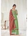 Green Designer Pure Dola Cotton Party Wear Palazzo Salwar Suit