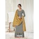 Grey Designer Pure Dola Cotton Party Wear Palazzo Salwar Suit